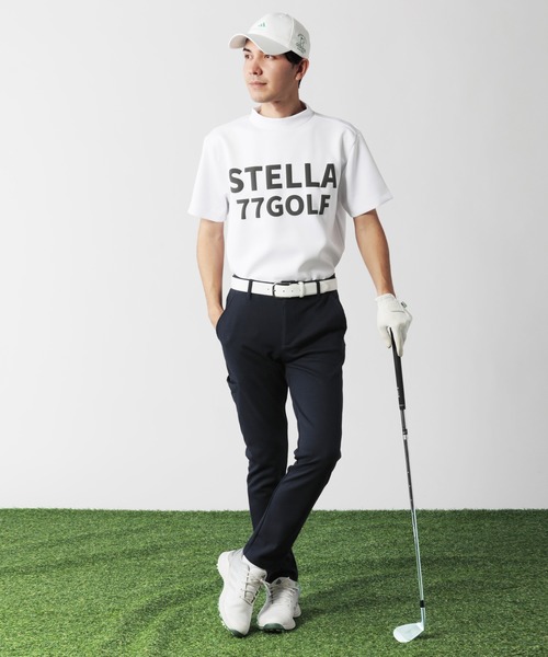 STELLA77GOLF tシャツ 蛍光カラーゴルフモックネック半袖T