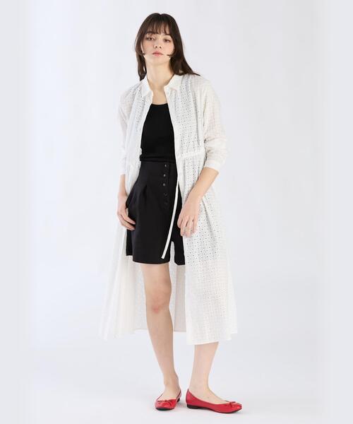 To b. by agnes シャツワンピース コットンフラワーレースワンピース