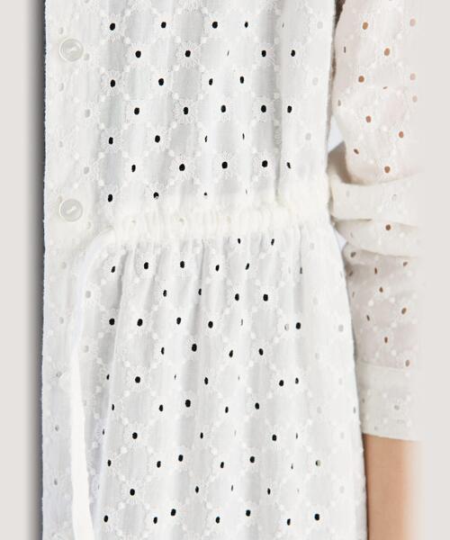 To b. by agnes シャツワンピース コットンフラワーレースワンピース