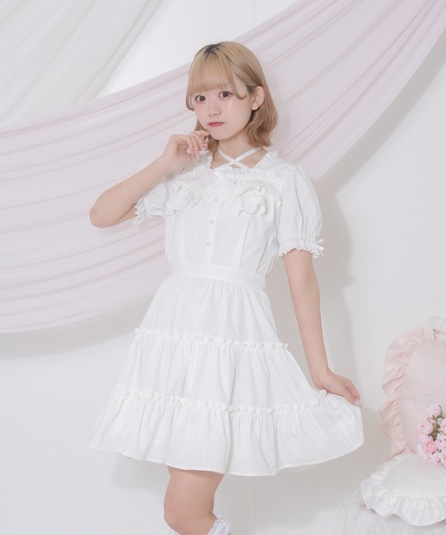 Honey Cinnamon ワンピース ティアードフリルコットンワンピース