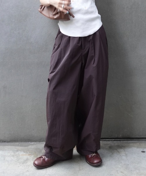 ワイドパンツ パンツ ボリュームラフパンツ レディースの画像