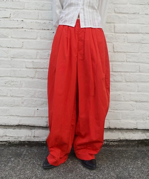 ワイドパンツ パンツ ボリュームラフパンツ レディースの画像