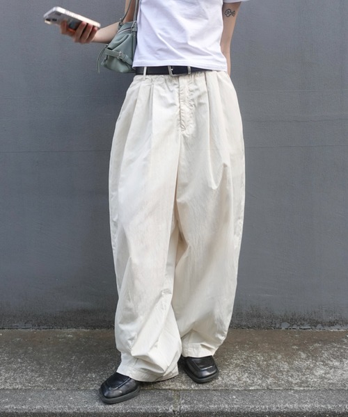 ワイドパンツ パンツ ボリュームラフパンツ レディースの画像