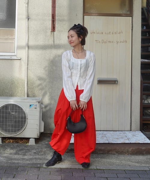 ワイドパンツ パンツ ボリュームラフパンツ レディースの画像