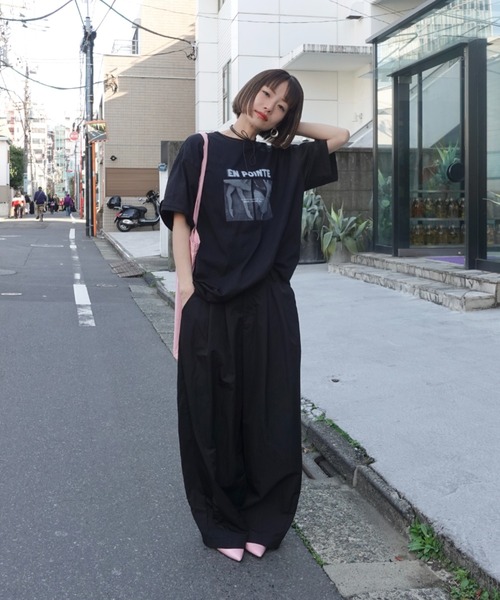 ワイドパンツ パンツ ボリュームラフパンツ レディースの画像