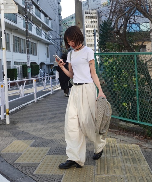ワイドパンツ パンツ ボリュームラフパンツ レディースの画像
