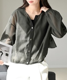 Aletta vita ブラウス シャツ ドットボタンバックフリルシアー