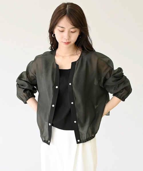 Aletta vita ブラウス シャツ ドットボタンバックフリルシアー