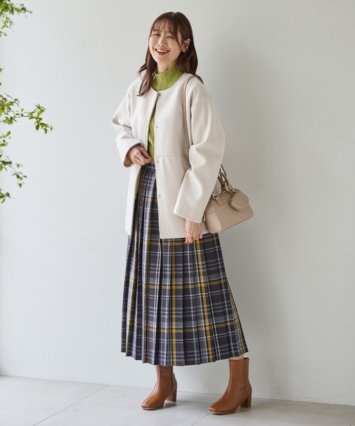 「Honeys」 「GLACIER」ノーカラーコート LL ベージュ レディース_画像5