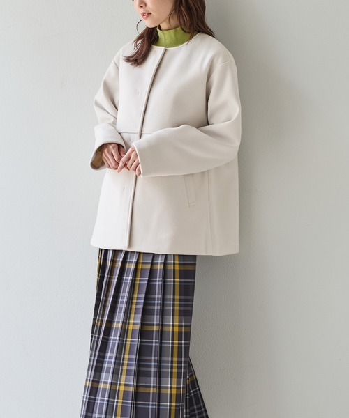 「Honeys」 「GLACIER」ノーカラーコート LL ベージュ レディース_画像7