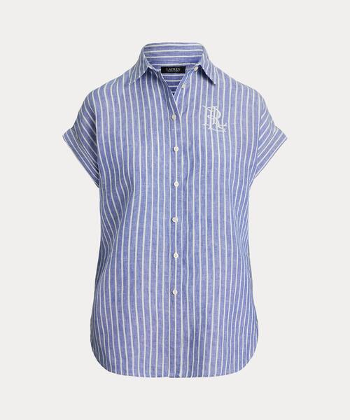 ラルフ・ローレン Lauren Ralph Lauren リラックスフィット Linen Short-Sleeve Shirt レディース シャツ ト LAUREN RALPH ブラウス シャツ リラックス フィット ストライプ