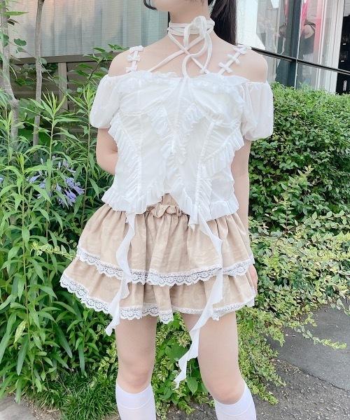 tシャツ メッシュフリルヘムトップス レディース lilLilly tシャツ メッシュフリルヘムトップス レディース