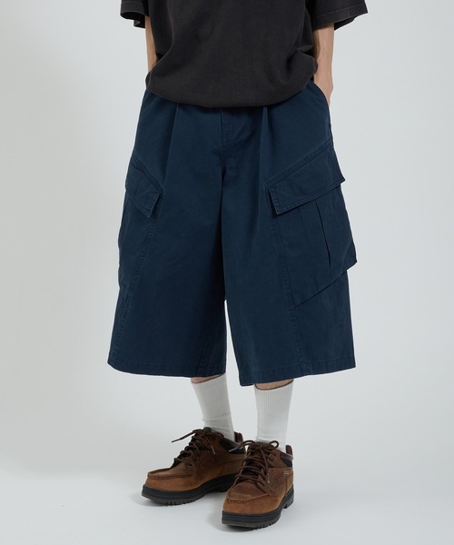 Perushu パンツ レイヤードカーゴポケットハーフパンツ メンズ