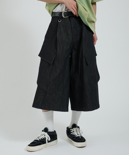 Perushu パンツ レイヤードカーゴポケットハーフパンツ メンズ