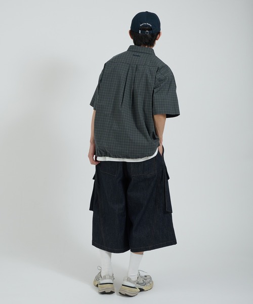 Perushu パンツ レイヤードカーゴポケットハーフパンツ メンズ