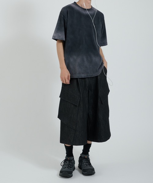 Perushu ハーフパンツ ワイドパンツ パンツ レイヤードカーゴポケット