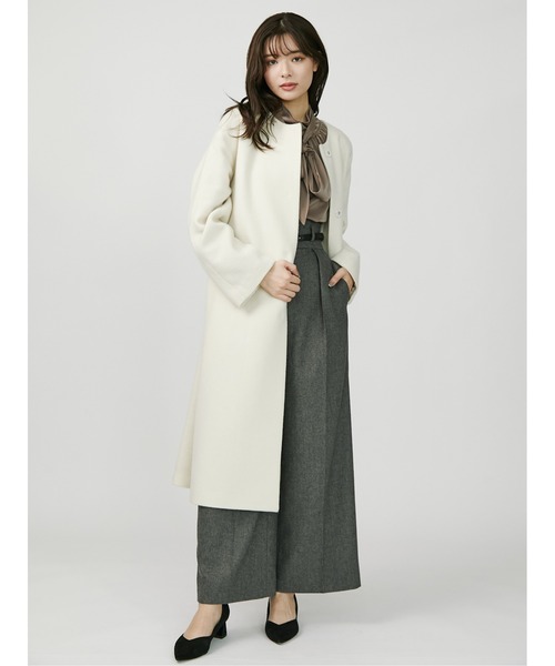 TONAL（トーナル） ノーカラーコート 36 ベージュ レディース