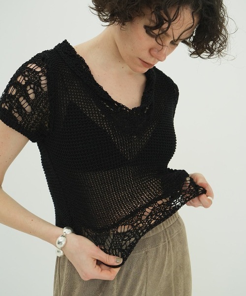 CLANE ニット セーター CROPPED CROCHET KNIT TOPS 18106-2222