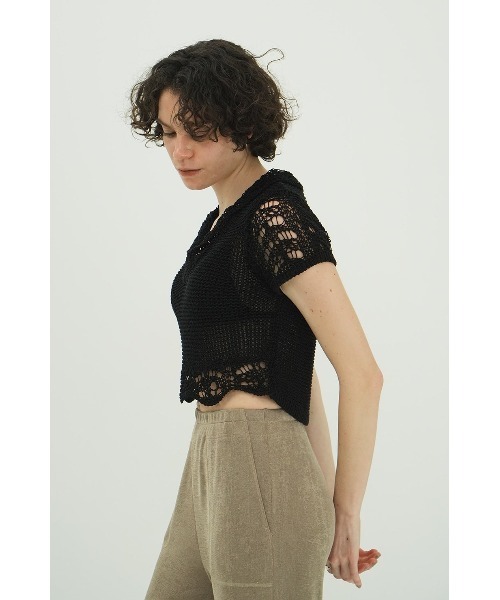 CLANE / CROPPED CROCHET KNIT TOPS/ニット・セーター(薄手)/1/BRW/18106ー2222 CLANE（クラネ） ニット セーター CLANE CROPPED CROCHET KNIT TOPS