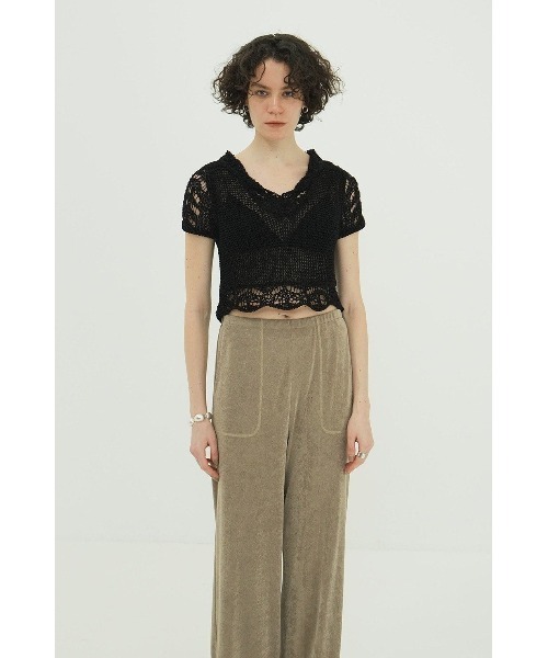 CLANE ニット セーター CROPPED CROCHET KNIT TOPS 18106-2222
