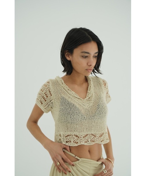 トップス clane CROCHET V NECK LONG KNIT TOPS 1 CLANE CROCHET V NECK LONG KNIT TOPS - メルカリ