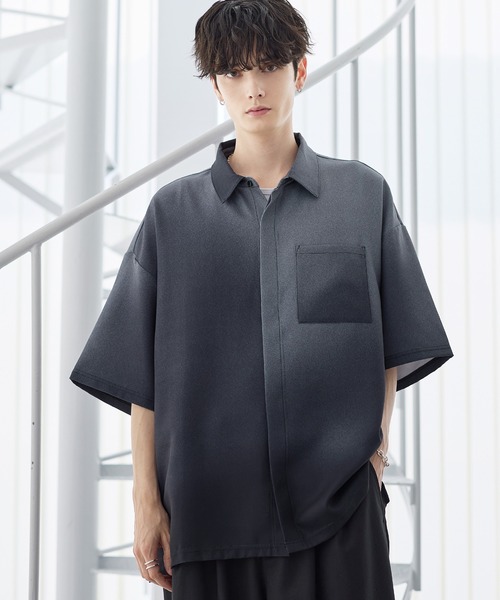 シャツ アソート総柄グラフィックプリントドレープ比翼シャツ メンズ