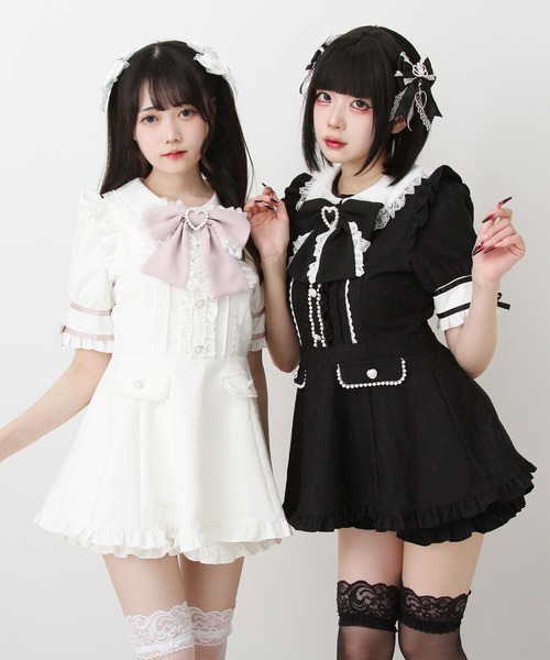 DearMyLove セットアップ ハートレースパールビジューセットアップ
