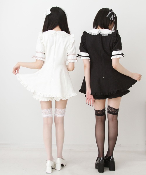 【美品】JUN&ROPE セットアップレディースブラック　ホワイト　上下Sサイズ DearMyLove セットアップ ハートレースパールビジューセットアップ