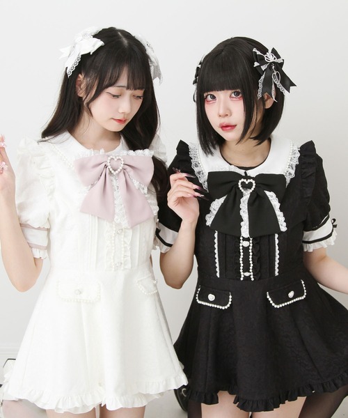 DearMyLove セットアップ ハートレースパールビジューセットアップ