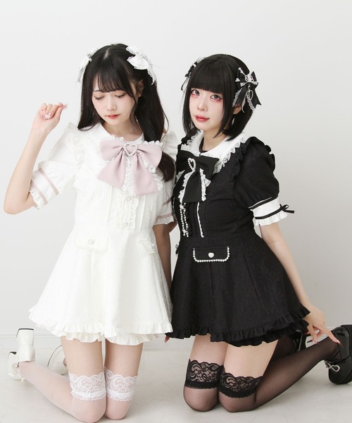 DearMyLove セットアップ ハートレースパールビジューセットアップ