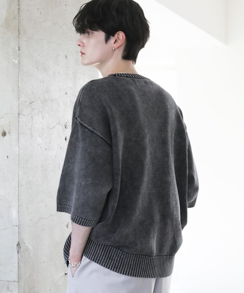 「ETELIO」 半袖ニット L ブルー メンズ