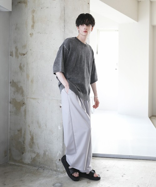 「ETELIO」 半袖ニット L ブルー メンズ