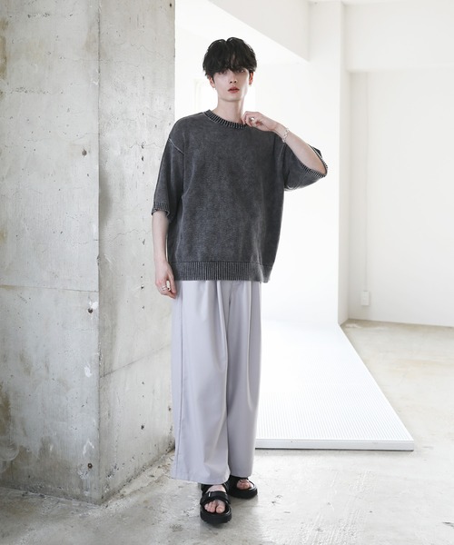 「ETELIO」 半袖ニット L ブルー メンズ
