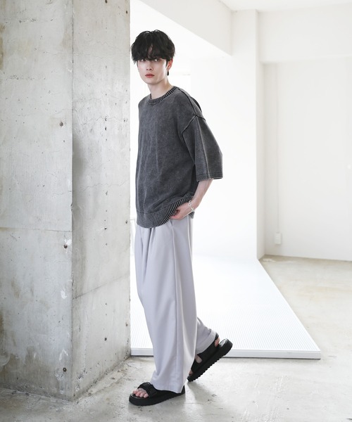 「ETELIO」 半袖ニット L ブルー メンズ