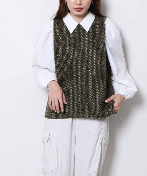 Re.Verofonna(ヴェロフォンナ) ブラウス シャツ 衿付ツイード Re.Verofonna(ヴェロフォンナ) ブラウス シャツ 衿付ツイード