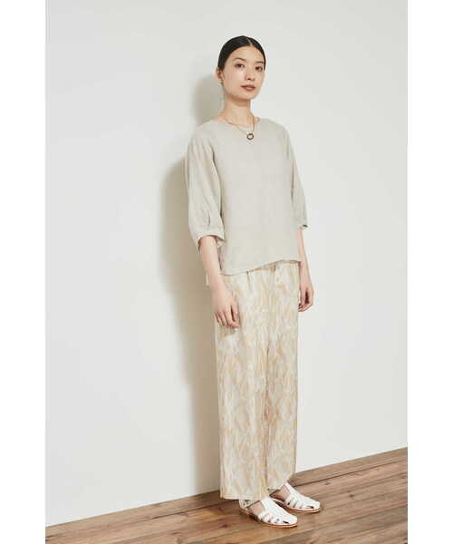 「human woman」 7分袖ブラウス MEDIUM ブルー レディース