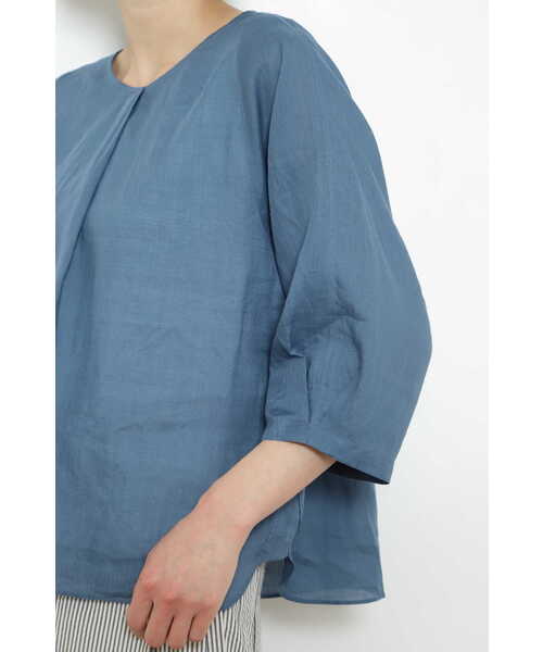 「human woman」 7分袖ブラウス MEDIUM ブルー レディース