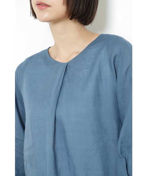 「human woman」 7分袖ブラウス MEDIUM ブルー レディース