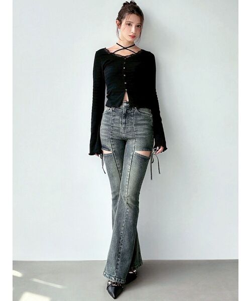 トップス ree RESEXXY tシャツ フロントクロスカットリブトップス レディース