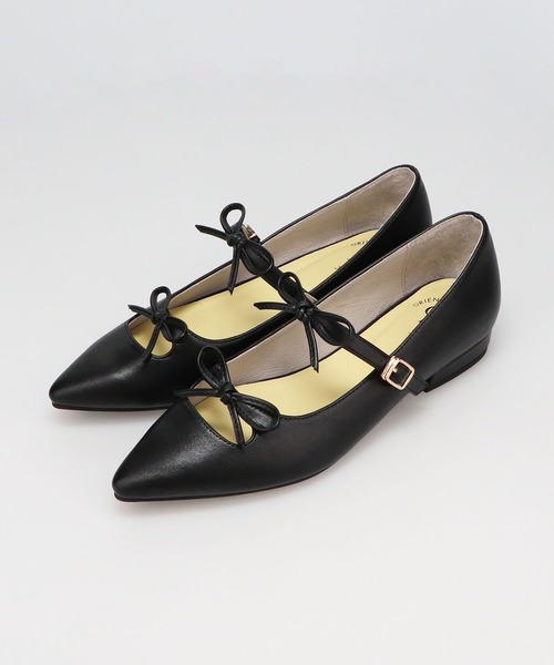 試着のみ新品! ブルーノマリ リボンパンプス ブラックパテントカーフ 22.5㎝ ラストワン15%OFF：2025SS：iCoN COLORS：ポインテッドトゥ エナメル