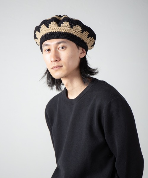 INDIETRO ASSOCIATION ニット帽 ニットキャップ Flower Knit Beret