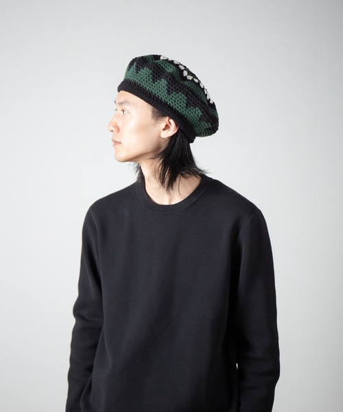 INDIETRO ASSOCIATION ニット帽 ニットキャップ Flower Knit Beret