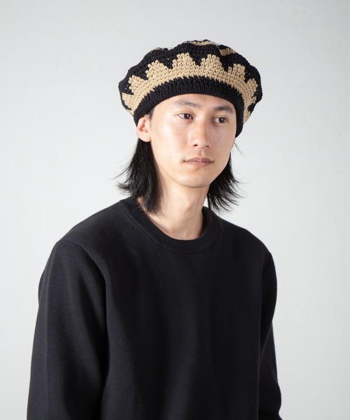 INDIETRO ASSOCIATION ニット帽 ニットキャップ メンズ Flower Knit