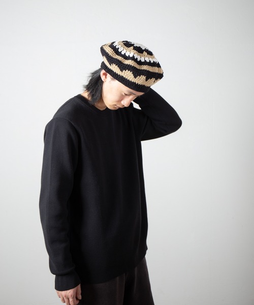 INDIETRO ASSOCIATION ニット帽 ニットキャップ Flower Knit Beret