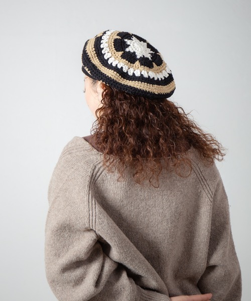 INDIETRO ASSOCIATION ニット帽 ニットキャップ Flower Knit Beret