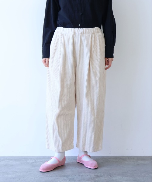 yuni パンツ コットンコーデュロイ ゴムタックパンツ レディース