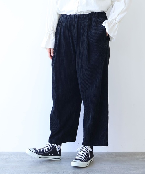 yuni パンツ コットンコーデュロイ ゴムタックパンツ レディース