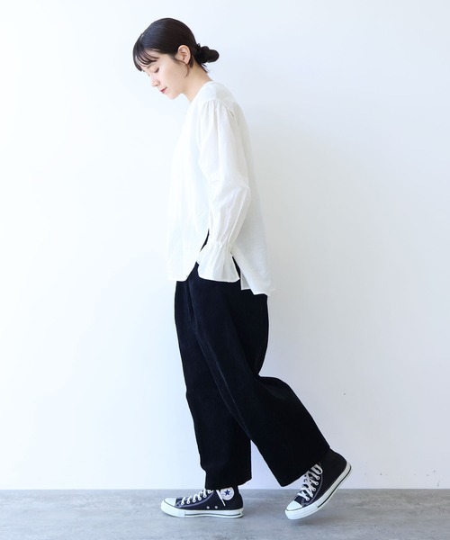 yuni パンツ コットンコーデュロイ ゴムタックパンツ レディース