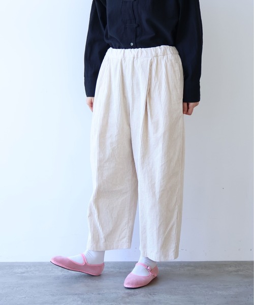 yuni パンツ コットンコーデュロイ ゴムタックパンツ レディース