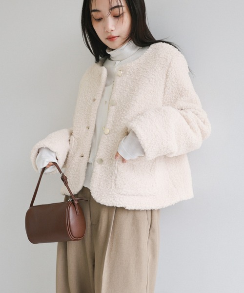 andme（アンドミー） ジャケット ノーカラージャケット ラメボア金